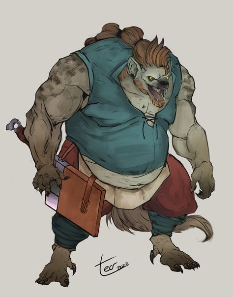 ArtStation - D&D Commission - Gnoll Barbarian, Matteo Parati Path Of The Giant Barbarian, Gnoll Character Art, Beast Barbarian, Dnd Barbarian, Dnd Npc, Character Commission, Dnd Races, Animal Groups, Dungeons And Dragons Characters