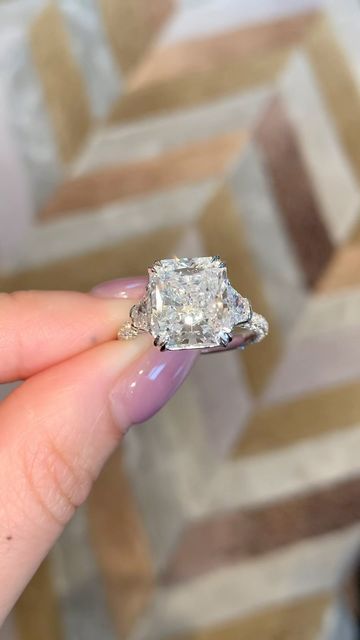 Ori Vechler on Instagram: "Our Stunning 5ct D Color Radiant Cut Set With Trapezoid Side Stones ✨ What A Beauty😍" Trapezoid Side Stones, Radiant Cut, Stone, On Instagram, Beauty, Color, Instagram