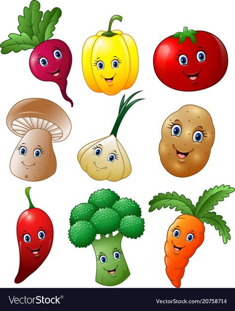 Cartoon Vegetables, Vegetable Crafts, Vegetable Drawing, Vegetable Cartoon, Vegetable Pictures, Fruit Cartoon, School Wall Art, Food Cartoon, Art Drawings For Kids