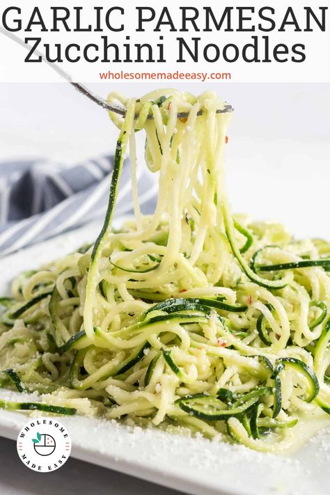 Parmesan Zucchini Noodles, Zucchini Spirals, Garlic Parmesan Zucchini, Zucchini Pasta Recipes, Zucchini Noodle Recipes, Pastas Recipes, Zoodle Recipes, Spiralizer Recipes, Parmesan Zucchini