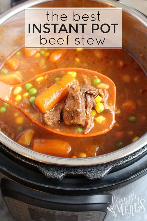 With the Instant Pot, you can whip up The Best Instant Pot Beef Stew in no time. Just throw it all in and push go. No need to brown the meat either! Best Stew Recipe, Instant Pot Stew, Instant Pot Beef Stew, Electric Pressure Cooker Recipes, Fresh Meals, Pot Beef Stew, Family Fresh Meals, Instant Pot Soup, Beef Stew Recipe