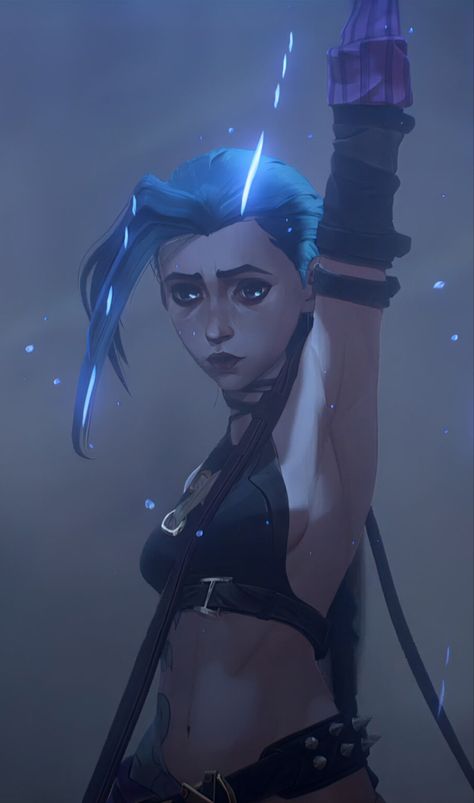 Arcane League Of Legends, Jinx Arcane, Blue Hair, League Of Legends, A Woman, Hair, Blue