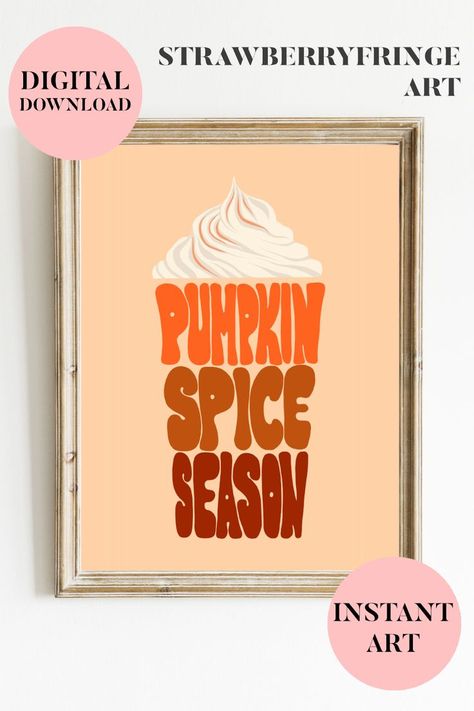 Love the fall season? Pumpkin Spice Latte Wall Art Printable is perfect for you or a gift for a coffee lover / starbucks addict. Orange and fall autumn tones in this illustrated art. Digital download - Printable wall art for your home decor. Instant art. Small independent business based in Berlin, Germany. Digitally Illustrated by myself - @strawberryfringe on instagram. Support original Artists <3 Please support me in any way, I’m just trying to grow my little business :3 Homestead Sign, Starbucks Pumpkin Spice Latte, Autumn Tones, Starbucks Lovers, Illustrated Art, Independent Business, Pumpkin Latte, Pumpkin Spice Season, Fall Printables