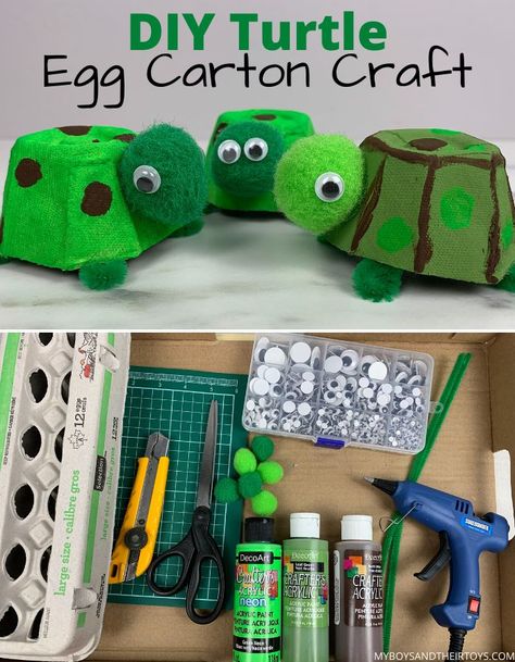 Egg Carton Craft, Diy Turtle, Carton Craft, Baby Tortoise, Turtle Crafts, Craft Closet, Egg Carton Crafts, Diy Plant Hanger, Egg Crafts