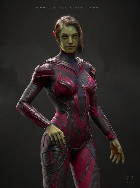 ArtStation - Veranke the Skrull queen, Diego de Almeida Peres / Insta: @diegoaperes Skrulls Marvel, Blade Movie, Fantastic Four Movie, Ben Reilly, Marvel Concept Art, Female Villains, Female Armor, Marvel Artwork, Fantasy Comics