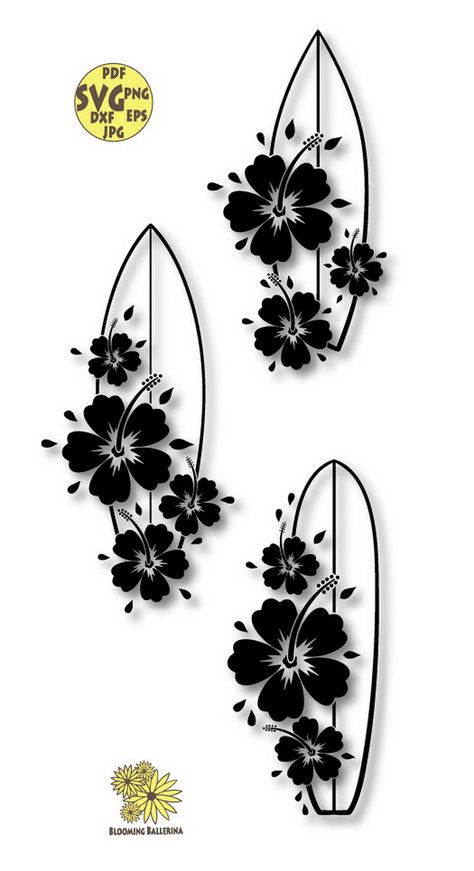 Surfboards Svg file, Flower Surfboard Svg, Hibiscus svg, Tropical svg, Hawaii svg, Surfboard clipart, FSurfing Svg, Surf, Tropical clipart Flower Surfboard, Surfboard Clipart, Hawaii Flower Tattoos, Beach Tshirt Designs, Surfboard Drawing, Hibiscus Svg, Hawaii Svg, Tropical Svg, Ballerina Artwork