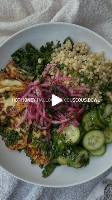 Halloumi Couscous, Honey Halloumi, Halloumi Recipes, Balanced Lunch, Salad Prep, Office Food, Extra Protein, Couscous Salad, Hot Honey