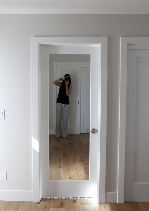 Mirror Inside Closet Door, Mirrors On Doors Full Length, Mirror In Door Panel, Mirrored Closet Doors Bedroom, Mirrored Interior Doors, Body Mirror On Door, Add Mirror To Door, Mirror Bathroom Door, Full Length Mirror On Closet Door