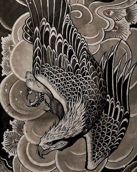 Favorite Tattoos, Irezumi Tattoos, Eagle Tattoo, Japan Tattoo, Skin Art, Japanese Tattoo, Black Tattoos, Traditional Tattoo, Art Tattoo