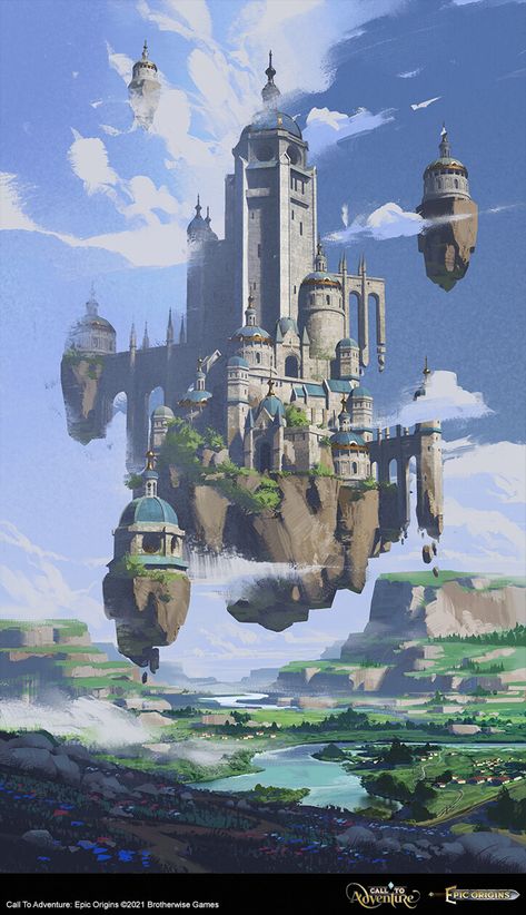 Fantasy Fortress Concept Art, Fortress City Fantasy Art, Medieval Fortress Concept Art, Fortress Minecraft, Medieval Keep Concept Art, Floating Fortress, Medieval Tower Concept Art, Fairytale Places, Fantasy Backgrounds