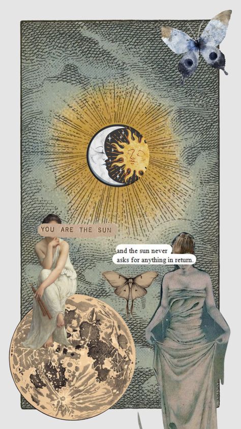 You Are The Sun Wallpaper, Sun And Moon Lesbian Art, Sun And Moon Lovers, Sun Collage, Zodiac Aesthetic, Moon Quotes, Space Princess, You Are The Sun, Lesbian Art