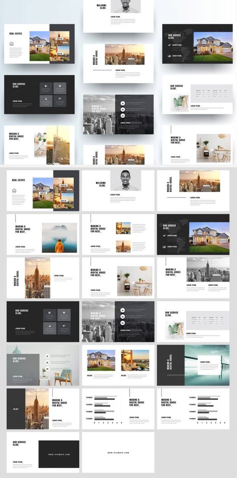 Real Estate Presentation Template Real Estate Marketing Design, Real Estates Design, Real Estate Templates, Presentation Design Template, Presentation Layout, Real Estate Branding, Real Estate Flyers, Catalog Design, Canva Design