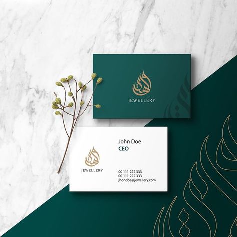 Jewellery Brand Visiting Card, Visiting Cards Design For Jewellery, Arabic Calligraphy Business Card, Arabic Business Card, Jewellery Card Design, Jewellery Visiting Card Design, Jewellery Brand Name Ideas, Logo For Jewellery Business, Carte Visite Design Ideas