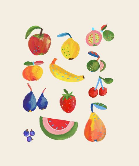 Shaping my own style 3/30 #illustration #fruits #procreate Fruit Print Wallpaper, Cute Fruit Illustration, Fruits Illustration, Illustration Fruit, Surface Pattern Design Inspiration, Watercolour Ideas, Conversational Prints, Procreate Illustration, Pattern Design Inspiration