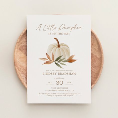 Fall Baby Shower Invitations, Baby Shower Autumn, Gender Neutral Invitations, Pumpkin Invitation, Fall Baby Shower Invites, Watercolor Pumpkin, Gender Neutral Baby Shower Invitations, Pumpkin Autumn, Baby Invitations