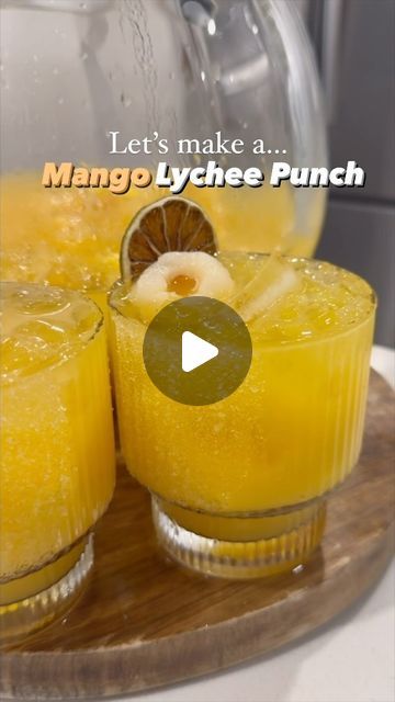 Lychee Punch, Lychee Mocktail, Lychee Syrup, Lychee Cocktail, Batch Cocktail Recipe, Mango Drinks, Drinks Recipe, Batch Cocktails, Frozen Mango