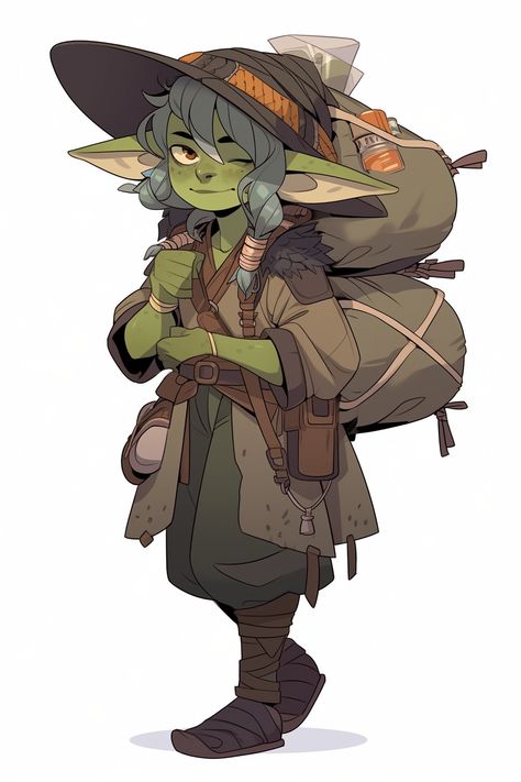 Goblin Dnd Character Design, Dnd Merchant, Goblin Woman, Goblin Dnd, Goblin Character, Dnd Npc, Goblin Art, Dnd Races, Fantasy Style