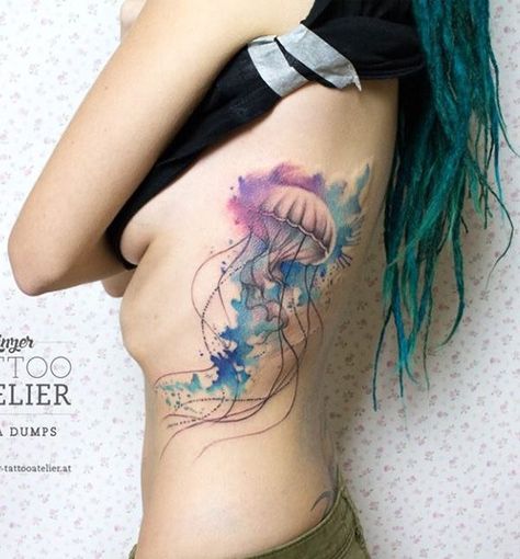 Mermaid Beautiful, Tattoo Mermaid, Diy Tattoo Permanent, Fake Tattoo Sleeves, Watercolor Jellyfish, Tattoo Watercolor, Ring Finger Tattoos, Pisces Tattoos, Jellyfish Tattoo