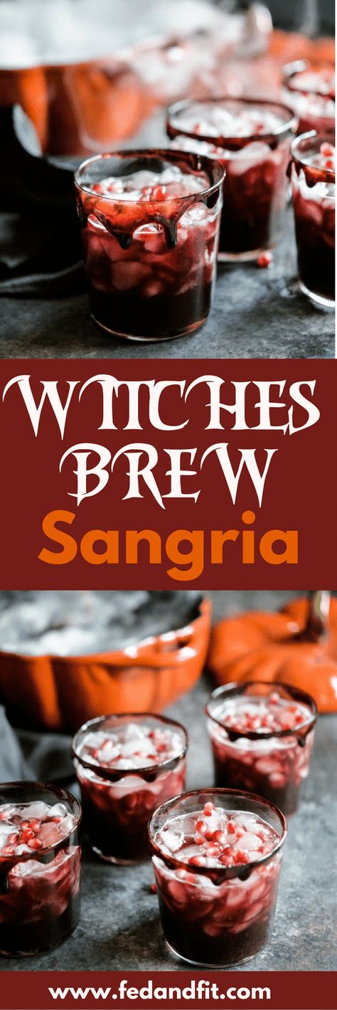 Witches' Brew Black Sangria | Fed & Fit Witches Brew Wine, Witches And Wine Party, Party Ideas For Adults Alcohol, Halloween Sangria Recipes, Halloween Cookout, Paleo Cocktails, Black Sangria, Punch Halloween, Halloween Alcohol