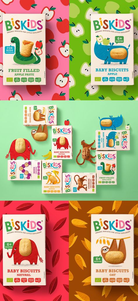 Fun Product Packaging, Cookies Packaging Design Branding, Toy Package Design, Playful Packaging Design, Kids Branding Design Logos, Accessible Packaging, Playful Branding Design, Baby Packaging Design, Baby Food Packaging Design