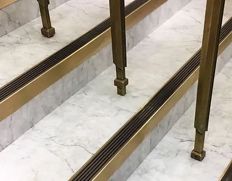 Brass Stair Nosings & Edgings Stairs Edge, Aluminum Ramp, Selfridges London, Carpet Stair Treads, Lvt Flooring, Stair Nosing, Carpet Stairs, Stair Treads, Oak Floors