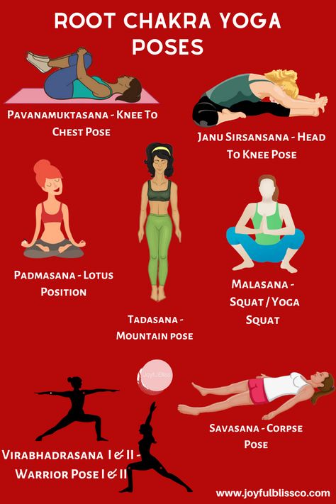 Chakra Opening Yoga Poses, Yoga Poses To Open Chakras, Yoga For Root Chakra Healing, Root Chakra Exercises, Yoga Poses For Root Chakra, Root Chakra Opening, Root Chakra Poses, How To Open Your Root Chakra, Yoga Root Chakra