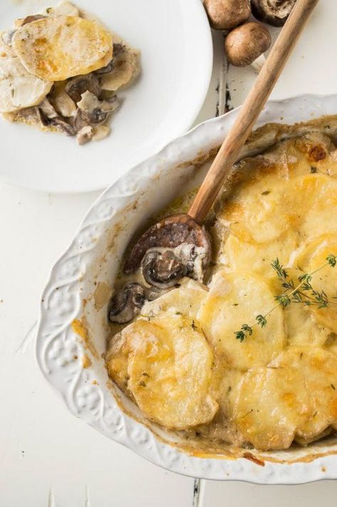 Mushroom and Potato Gratin Ways To Make Potatoes, Mushroom Gratin, Potato And Mushroom, Gratin Recipes, Mushroom Potato, Potato Mushroom, Potato Gratin Recipe, Au Gratin Potato Recipes, Au Gratin Recipes