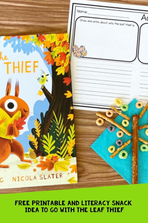 Grab the FREE printable and see the snack idea to use withThe Leaf Thief. It’s a fun Literacy Snack Autumn Leaves Read-Aloud for fall! The Leaf Theif Craft, The Leaf Thief Activities, The Leaf Thief, Literacy Activities Preschool, Leaves Changing Color, Free Printable Activities, Steam Activities, Mentor Texts, Fall Crafts For Kids