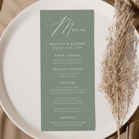 Quinoa Desserts, Modern Elegance Wedding, Green Beans Almondine, Sage Green Background, Simple And Elegant Wedding, Elegant Wedding Menu, Lemon Chiffon, Chicken Marsala, Sage Green Wedding