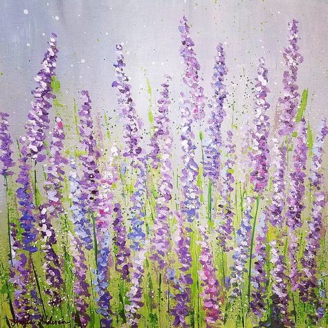 Lavender Field Acrylic Painting Tutorial on YouTube by Angela Anderson #purple #lavender #acrylicpaint #acryliconcanvas #tutorial Lavender Flower Field, Flower Field Painting, Angela Anderson, Field Painting, Lavender Field, Lavender Flower, Easy Canvas Painting, Simple Acrylic Paintings, Night Painting