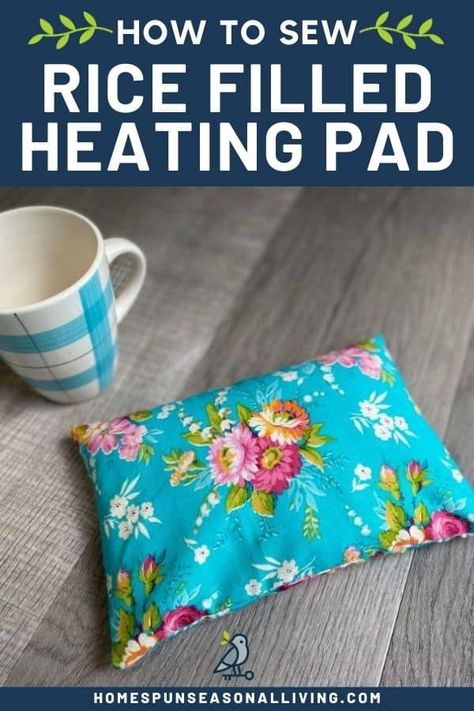 Soothe your aches and pains with a homemade rice filled heating pad. Get the full, easy instructions on my blog. Rice Heating Bags, Homemade Heating Pad, Rice Warmer, Diy Heating Pad, Rice Heating Pad, When Is Fathers Day, Rice Heating Pads, Rice Pack, Seasonal Living