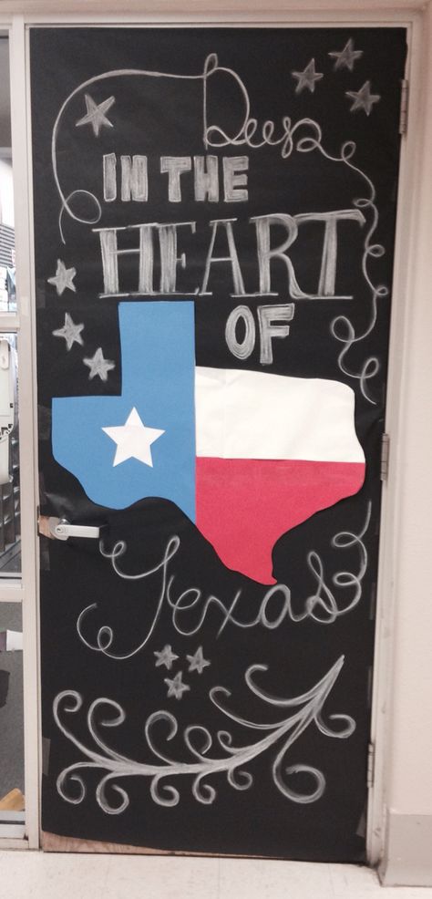 Texas public school week Texas Theme Bulletin Board Ideas, Texas Door Decorations Classroom, Texas Bulletin Board Ideas, Western Door Decorations For School, Texas Classroom Decor, Texas History Classroom Decorations, Texas History Bulletin Boards, High School Door, Texas History Projects