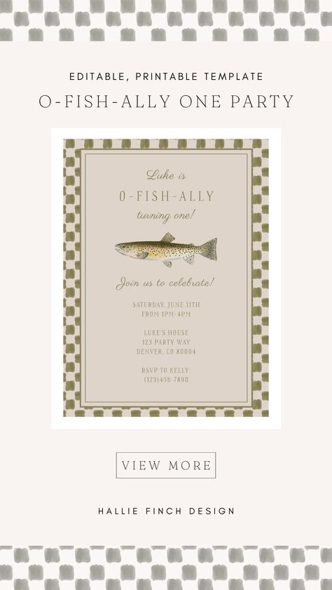 Fishing Birthday Party Invite, Bass Pro Shop Birthday Party, Ofishally Birthday, Oh'fish'ally One Birthday, Fish Birthday Invitations, Fish First Birthday Party, O Fish Ally One Birthday, Fish Themed Birthday Party, The Big One Birthday Party