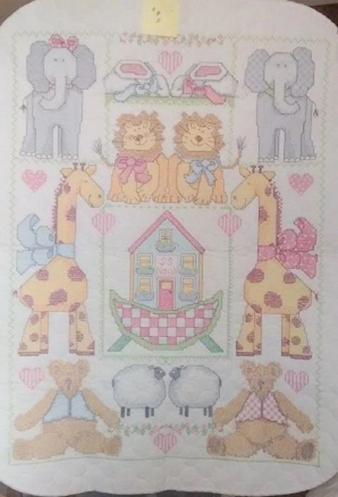 Noahs Ark Crib Cover Record Cross Stitch, Giraffe Cross Stitch, Birth Records, Jack In The Box, Stitch Kit, Cross Stitch Kit, Counted Cross Stitch, The Box, Cross Stitch