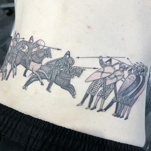 Tattoo uploaded by Luke Smith • Battle of Hastings - Bayeux Tapestry • Tattoodo Halberd Tattoo, Your Battle Is My Battle Tattoo, Georgian Bay Tattoo, Bayeux Tapestry Tattoo, Tapestry Tattoo, Liverpool Tattoo, Battle Of Hastings, Miami Tattoo, Los Angeles Tattoo