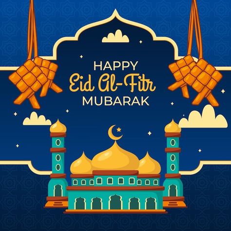 Flat eid al-fitr illustration | Free Vector #Freepik #freevector #islamic #ramadan #celebration #holiday Eid Wishes Quote, Eid Mubarak Illustration, Whatsapp Dp Images Hd, Best Whatsapp Dp, Eid Stickers, Happy Eid Mubarak, Eid Cards, Eid Decoration, New Years Poster