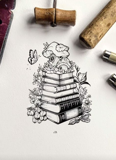 Book Inspired Tattoos, Feminine Shoulder Tattoos, Wrist Tattoo Cover Up, Bookish Tattoos, Wing Tattoo Designs, Mushroom Tattoos, Tattoos For Lovers, Kawaii Tattoo, Red Ink Tattoos