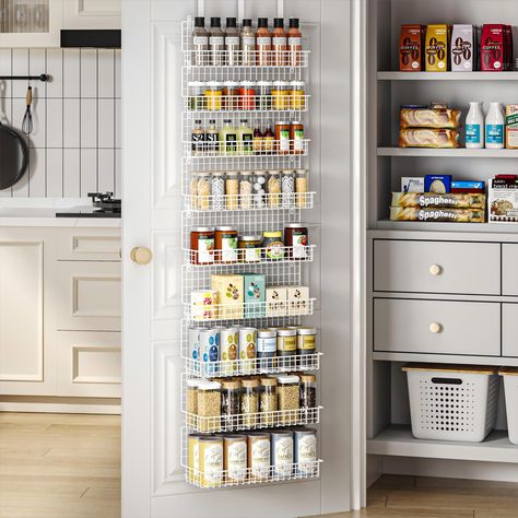 PRICES MAY VARY. 9-Tier Design: Offers ample space to store and organize up to 100 spice jars, ensuring every bottle is visible and accessible. Door Hook Compatibility: Includes a door hook for added convenience, allowing you to hang the rack on the inside of your pantry or cabinet door. And with the non-marking stickers there is no need to worry about the product wobbling erratically. Wall-Mount Option: Can also be mounted on the wall, giving you flexibility in how you utilize your kitchen spac Grocery Organization, Spice Rack Organiser, Door Hook, Ultimate Kitchen, Modern Kitchen Design Open Concept, Kitchen Storage Solutions, Hook Wall, Spice Organization, Door Hooks