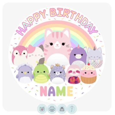 Squishmallows Inspired Cake Topper Squishmallows Cupcakes, Squishmallows Cake Toppers, Squishmallow Cake Topper Printable, Squishmallow Cake Topper, Squish Mellow Birthday Cakes, Squishmallows Cake Ideas, Squishmallows Cake, Teal Wallpaper Iphone, 7th Birthday Party Ideas