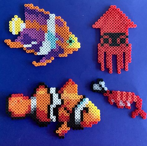 Perler Fish Pattern, Seashell Perler Bead Patterns, Fish Perler Beads, Perler Bead Fish, Pixel Pokemon, Beads Perler, Hama Mini, Embroidery With Beads, Hamma Beads Ideas