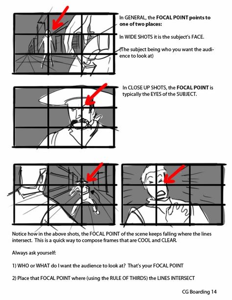 See Part 1 here .   Continuing with my  case study of the shot compositions from Pixar's film "The Incredibles". All images used here are  ©... Focal Point Drawing, Storyboard Drawing, Comic Book Layout, Animation Storyboard, Comic Tutorial, One Point Perspective, Comic Layout, Point Perspective, Foto Tips