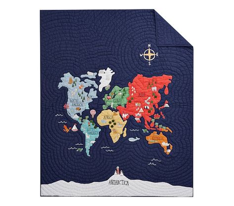 World Map Quilt | Pottery Barn Kids World Map Quilt, Frozen Quilt, Map Quilt, Kids World Map, Toddler Quilt, Quilted Sham, Twin Quilt, Sheet Sets Queen, Reversible Quilt