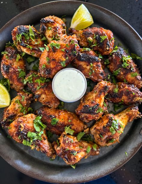 Party Tandoori Chicken Wings - My Savory Adventures Confit Chicken Wings, Peri Peri Chicken Wings, Tandoori Chicken Wings Recipe, Pioneer Woman Blueberry Chicken Wings, Authentic Tandoori Chicken Recipe, Blue Cheese Dipping Sauce, Cheese Dipping Sauce, Wings In The Oven, Blue Cheese Dip