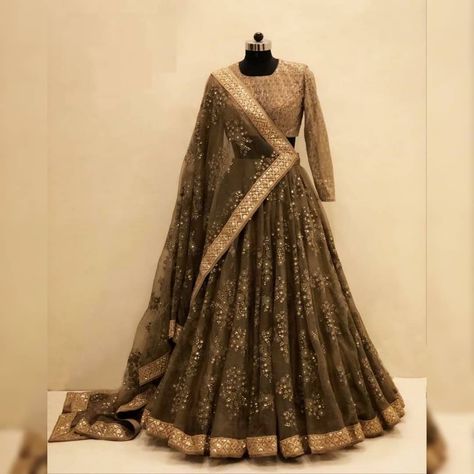 Stunning dark brown thread, zari and sequins embroidered lehenga choli set at just Rs 2699/-  #ethnicwear #indiandress #indianethnicwear #ethnicplusdotin #bridallehenga #lehengacholi #weddingdress #weddinglehenga #trendingdress #traditionalwear #IndianLehenga #IndianWedding #IndianFashion #IndianDesignerWear #IndianBride #lehenga #lehengas #lehengadesigns #lehengashopping #designerlehenga #brownlehenga #Blacklehenga #newlehenga #stunning #gorgeous #stylish Designer Choli, Gorgeous Lehenga, Lehenga Ideas, Chania Choli, Biology Diagrams, Rajasthani Bride, Net Lehenga Choli, Lehenga Pattern, Simple Lehenga