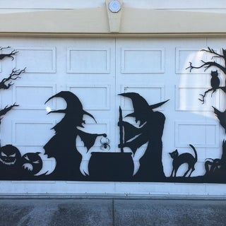 Garage Door Halloween Decor, Halloween Garage Door Decorations, Garage Door Decorations, Witch Decorations, Halloween Garage Door, Halloween Garage, Halloween Witch Decorations, Birthday Party Decorations Diy, Garage Door Design