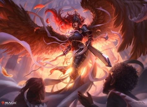 ArtStation - Magic: the Gathering - Demand Answers Avacyn Mtg, Aasimar Paladin, Winged People, Mtg Art, Baldurs Gate, Howling Wolf, Pfp Ideas, Wizards Of The Coast, Magic Art