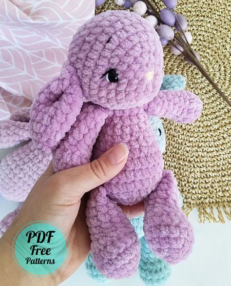 Franky Plush Bunny PDF Crochet Amigurumi Pattern - Amigurumiday Crochet Bunny Patterns, Crochet Rabbit Free Pattern, Bunny Patterns, Easy Crochet Animals, 4mm Crochet Hook, Crochet Bunny Pattern, Lilo Et Stitch, Crochet Amigurumi Free Patterns, Crochet Amigurumi Free