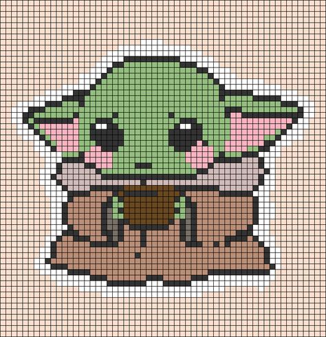 Alpha pattern #64910 | BraceletBook Pixel Art Stitch, Modele Pixel Art, Yoda Star Wars, Easy Pixel Art, Pixel Art Templates, Pixel Drawing, Pixel Crochet, Pola Amigurumi, Pixel Art Grid