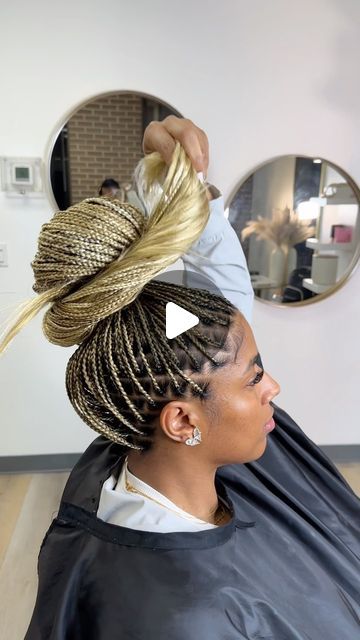 HOUSTON BRAIDER on Instagram: "The perfect bun 🥰💅🏾💅🏾. Book this style under Small medium Knotless braids and add on blonde mix 💕. 🔴February books open ❗️Click the link in my bio for booking details . • • • • • • #knotlessbraids #braids #protectivestyles #Houstonbraids #houstonhairstylist #houstonknotlessbraids #houstonfrontals #blackhairstyles #atlbraids #dallasbraids #miamibraids #braidstyles #houstonbraider #smallbraids" Medium Blonde Knotless Braids, Knotless Braids Bun Hairstyles, Half Up Half Down Knotless Braids, Small Blonde Knotless Braids, Blonde Mix Knotless Braids, Small Medium Knotless Braids, Blonde Knotless Braids, Natural Hair Bob, Perfect Bun