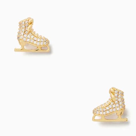 Super Cute And Chic Stud Earrings From Kate Spade Featuring Ice Skates. Includes Iconic Pink Dust Bag. Never Worn! Kate Spade Earrings Stud, Kate Spade Studs, Huggie Earrings Gold, Pink Jewels, Seashell Earrings, Ice Skate, Ice Skates, Butterfly Earrings Stud, Kate Spade Earrings